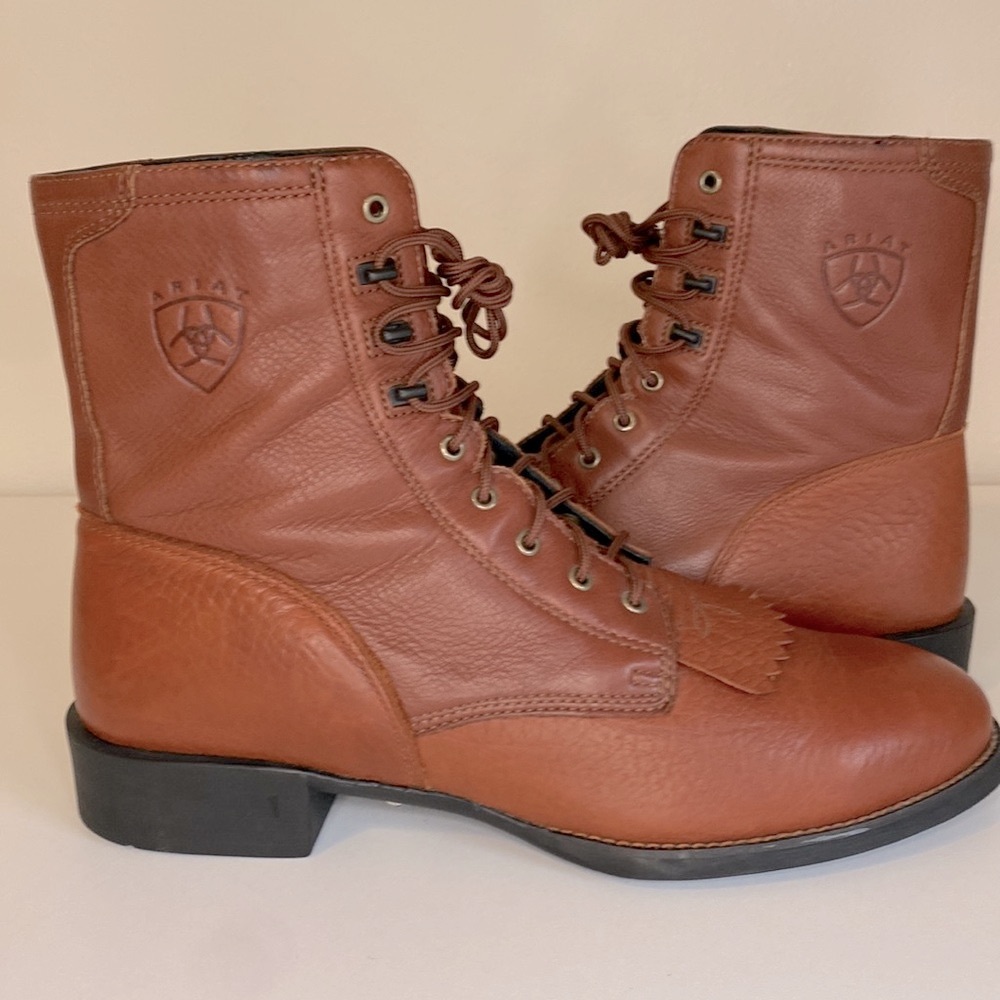 Ariat Men's Heritage Lacer Brown Leather Boots size 13 removable kiltie fringe